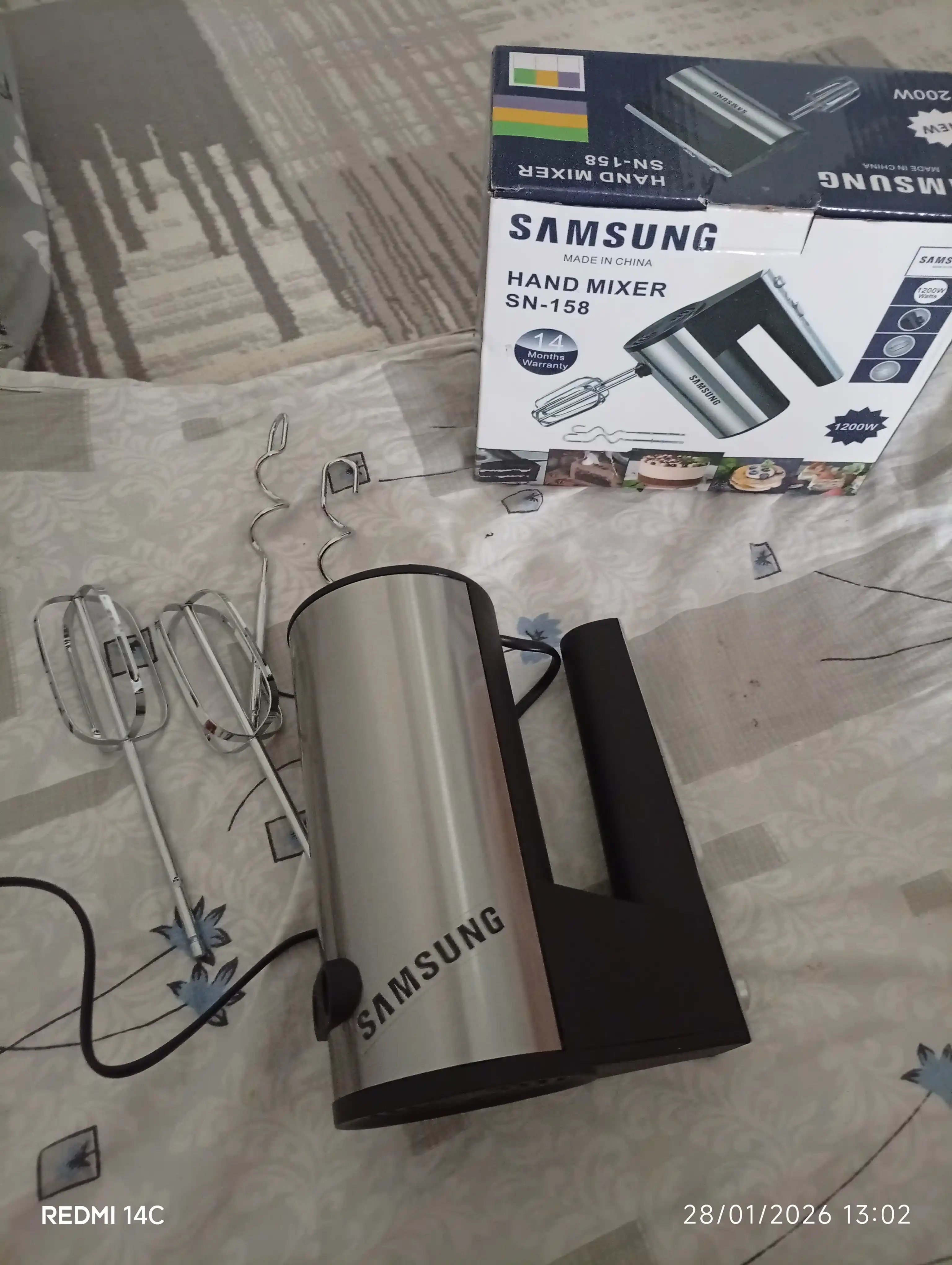 Oshxona qo'l mikser Samsung, turbo rejimli, 5 darajali tezlik bilan