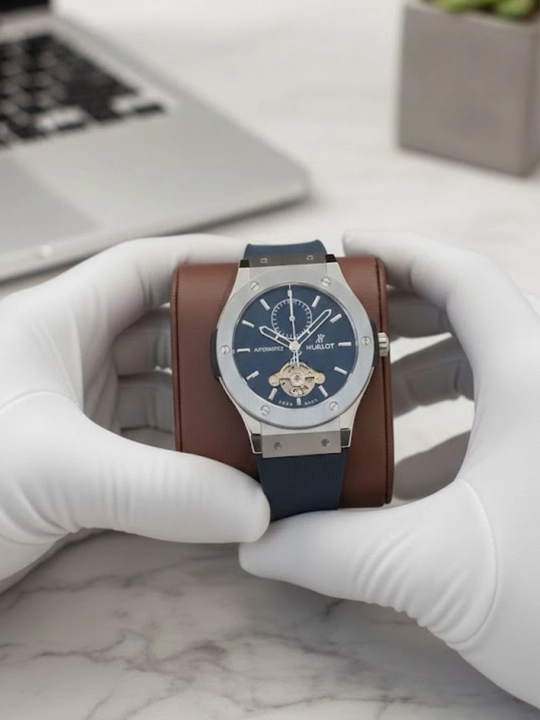 Hublot, мужские автоматические механические часы, синий циферблат, серебристый цвет - 