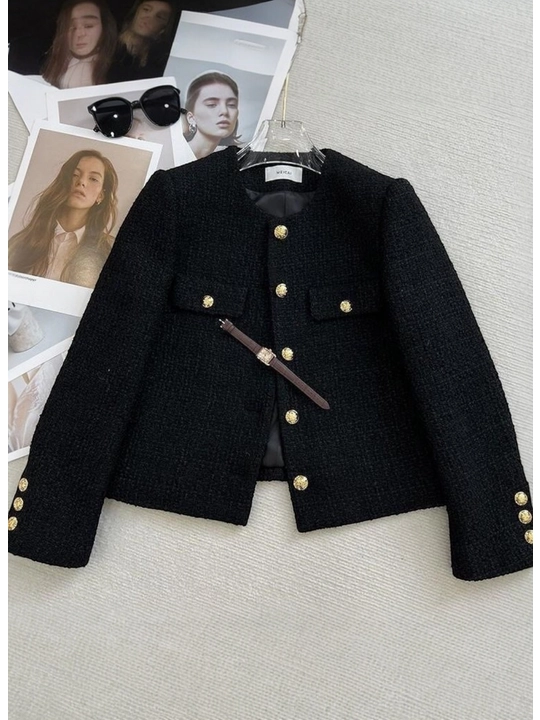 Ayollar tvit mini-jaket, uzun yeng klassik uslub  kuz, bahor uchun klassik kostyum