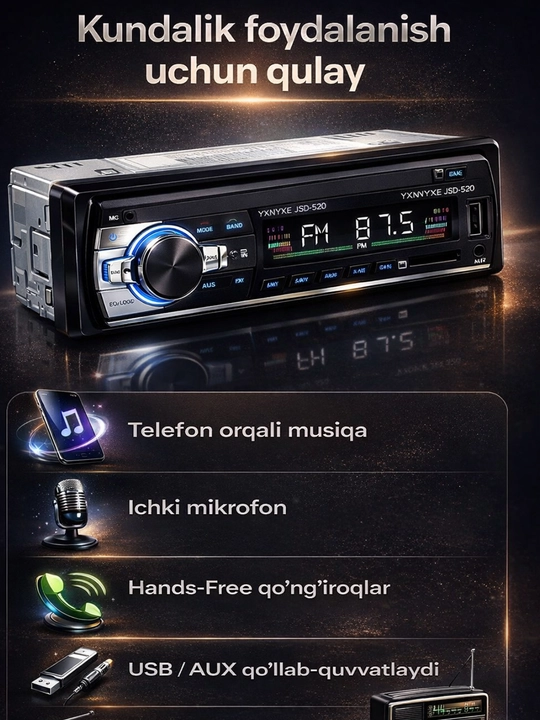 Avtomagnitafon Pioneer 2 pult Bluetooth, USB, AUX, FM radio magnitofon