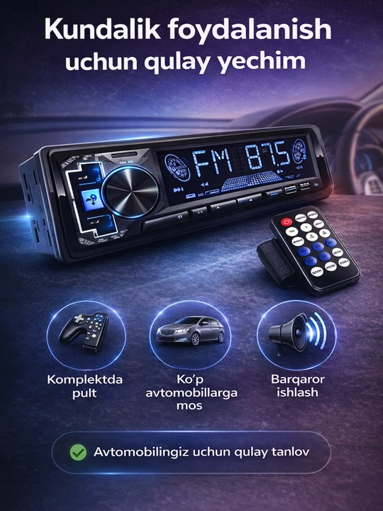 Avtomagnitafon Pioneer 2 pult Bluetooth, USB, AUX, FM radio magnitofon