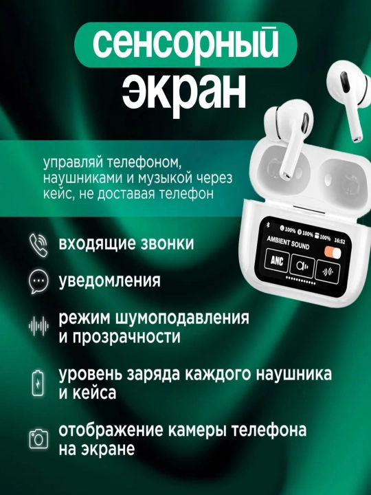 Беспроводные наушники Arpods Pods Pro ANC, с сенсорным экраном