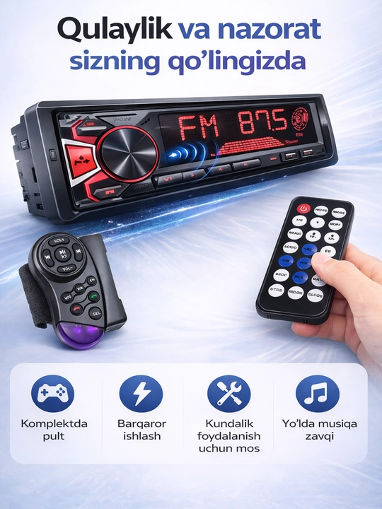 Avtomagnitafon Pioneer 2 pult Bluetooth, USB, AUX, FM radio magnitofon