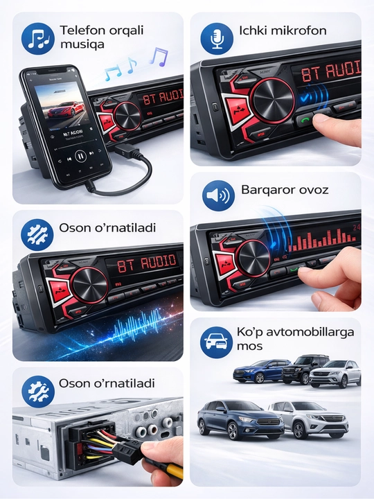 Avtomagnitafon Pioneer 2 pult Bluetooth, USB, AUX, FM radio magnitofon