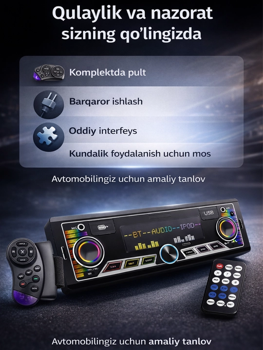 Avtomagnitafon Pioneer 2 pult Bluetooth, USB, AUX, FM radio magnitofon