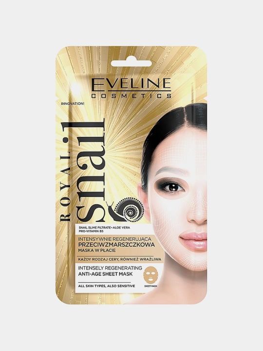 Eveline Royal Snail Anti-Age yuz uchun to‘qima maska intensiv tiklovchi