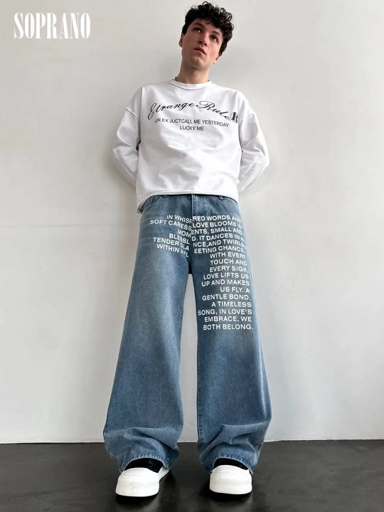 ETHER keng baggy jinsilar, erkaklar, ayollar va o‘smirlar uchun, o‘lchamlar S–XXXL