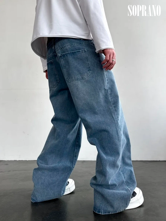 ETHER keng baggy jinsilar, erkaklar, ayollar va o‘smirlar uchun, o‘lchamlar S–XXXL