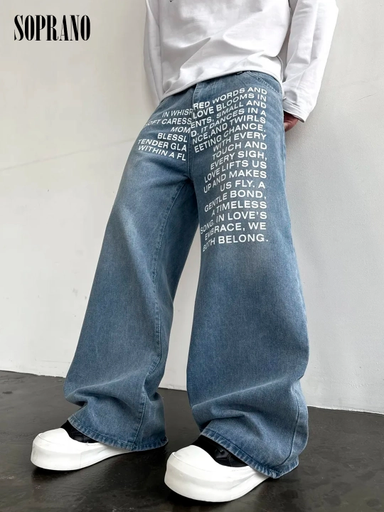 ETHER keng baggy jinsilar, erkaklar, ayollar va o‘smirlar uchun, o‘lchamlar S–XXXL