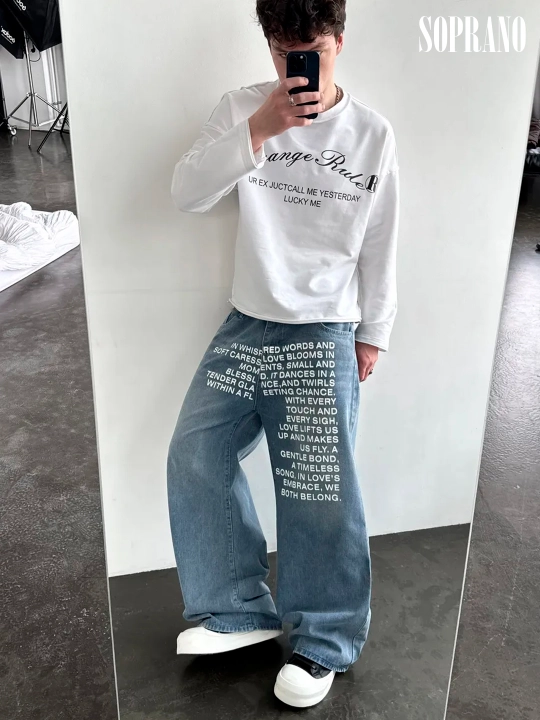 ETHER keng baggy jinsilar, erkaklar, ayollar va o‘smirlar uchun, o‘lchamlar S–XXXL