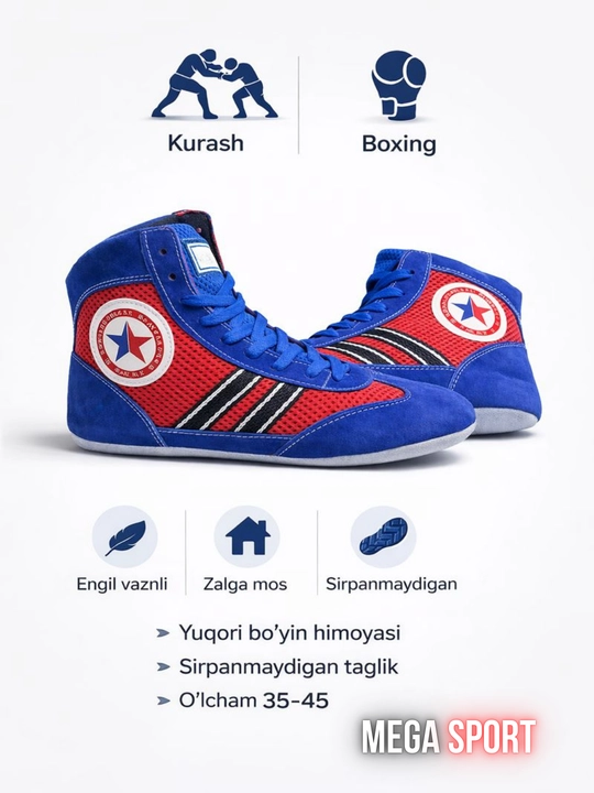 Kurash va boks uchun engil sport oyoq kiyimi, zal uchun, 35–45