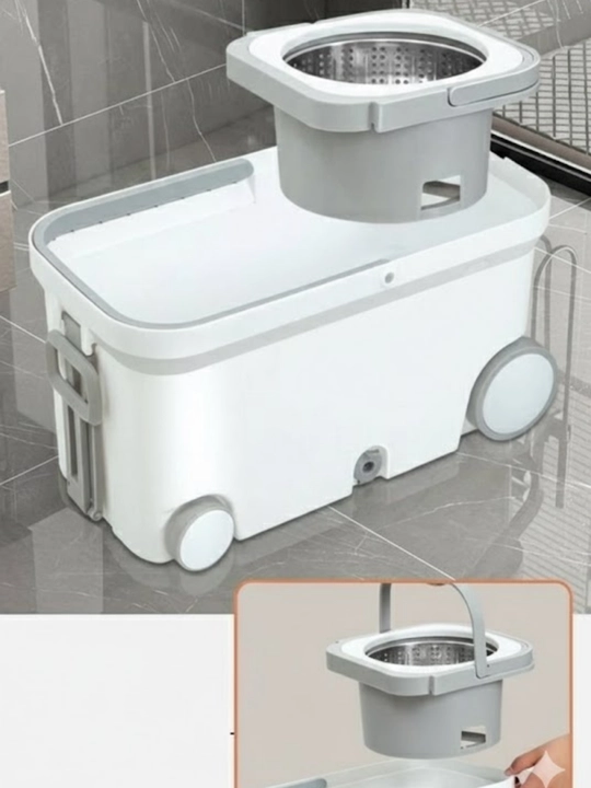 Spin Mop Turbo Smart chelak shvabra, mikrofiberli, aylanadigan, nam tozalash uchun