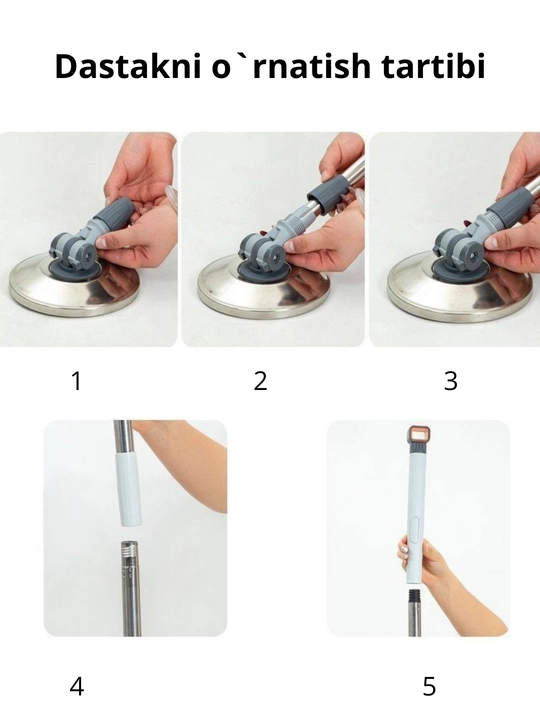 Spin Mop Turbo Smart chelak shvabra, mikrofiberli, aylanadigan, nam tozalash uchun