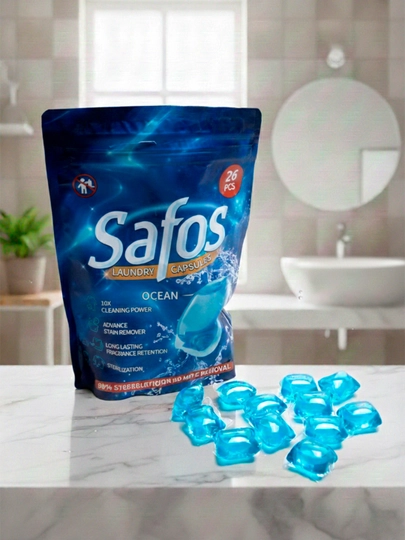 Капсулы для стирки Safos, для цветного, чёрного и белого белья, концентрированное средство