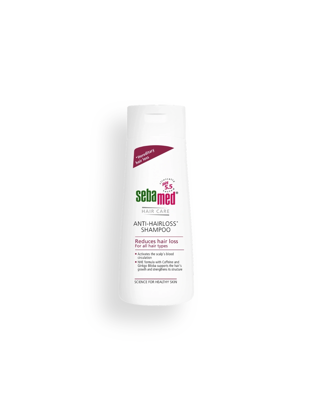 Sebamed Anti-Hairloss pH 5.5 shampuni — soch to‘kilishiga qarshi, kofein va ginkgo bilan