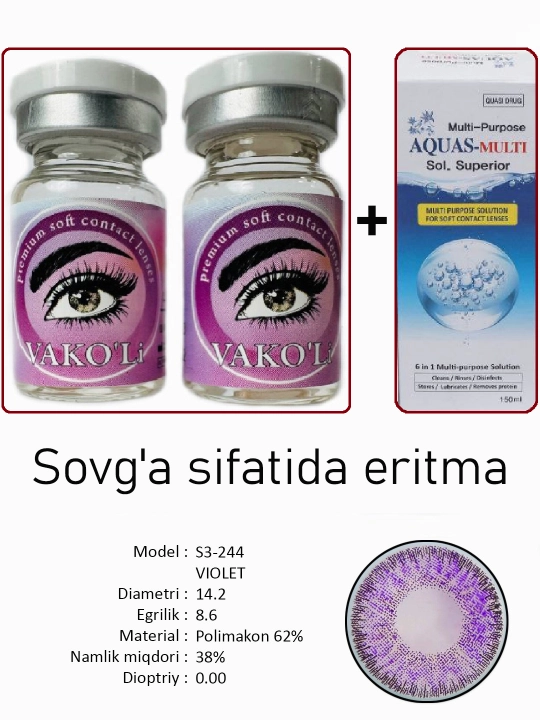Sifatli rangli kontakt linzalari