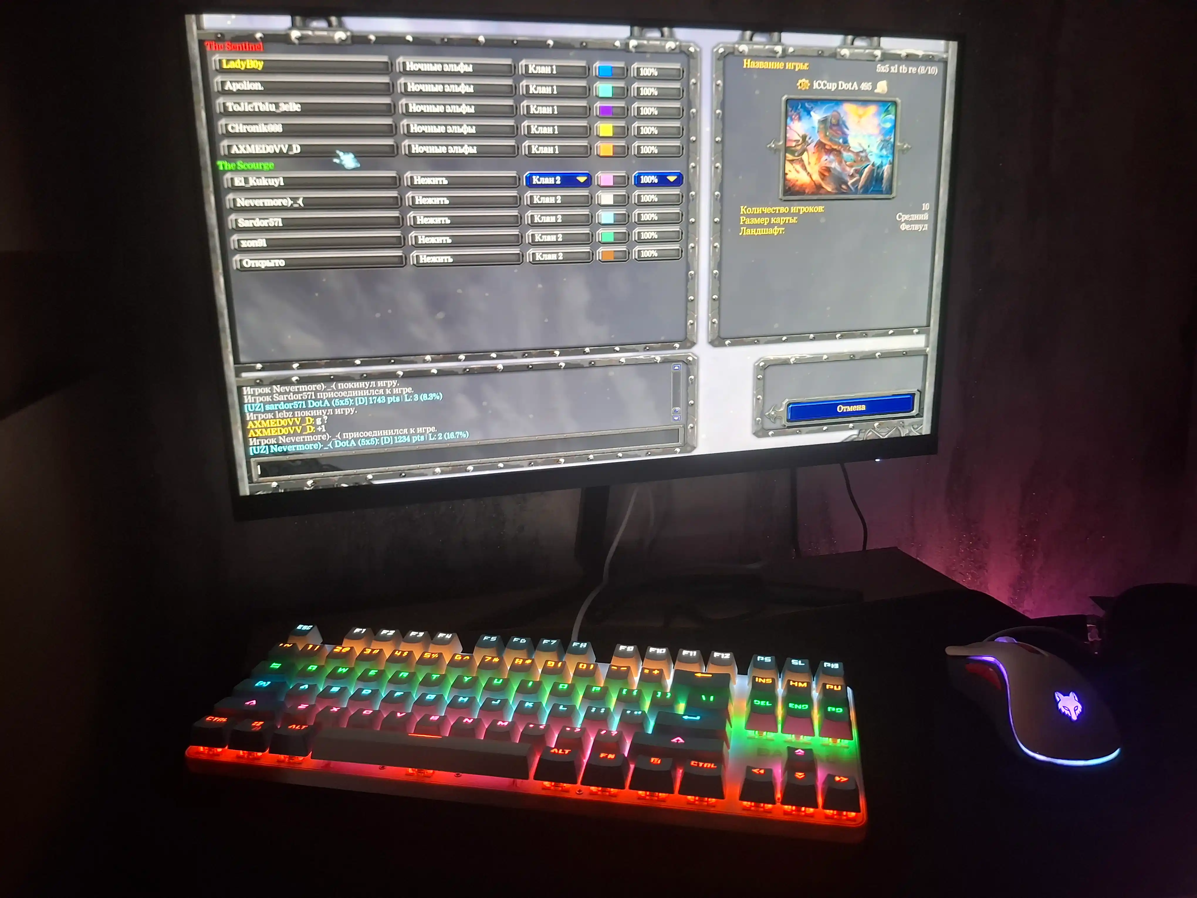 Mexanik klaviatura BAJEAL K100.blue-white, 87 tugma, RGB yoritgichli