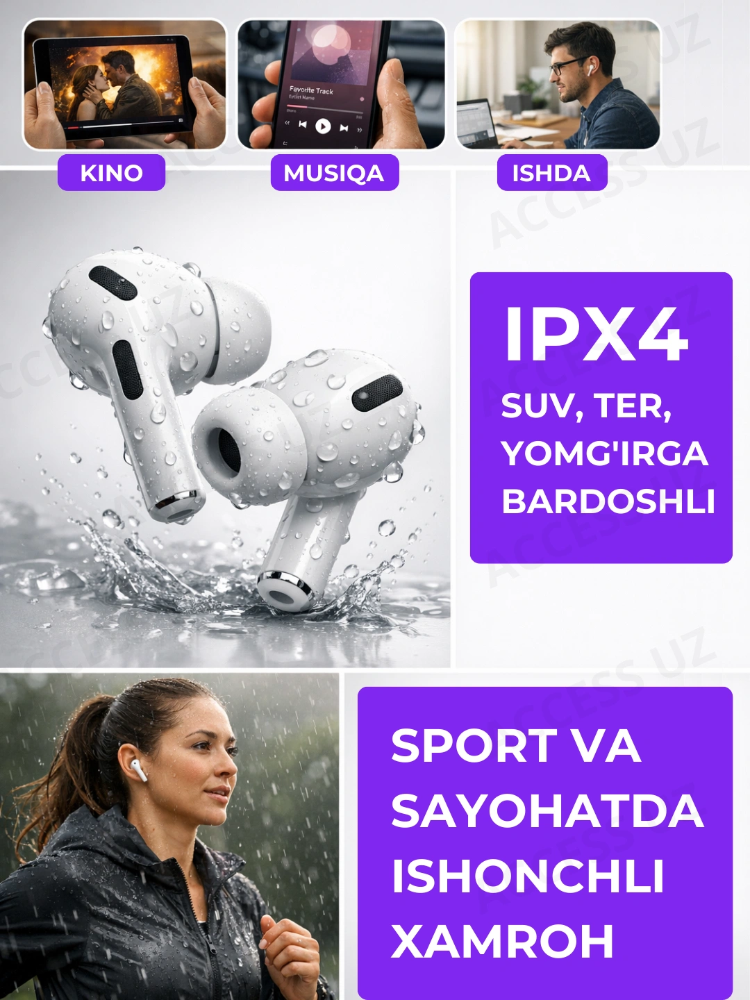 Simsiz Bluetooth quloqchinlar Pods pro 3, shovqinni pasaytiruvchi naushnik, mikrofonli