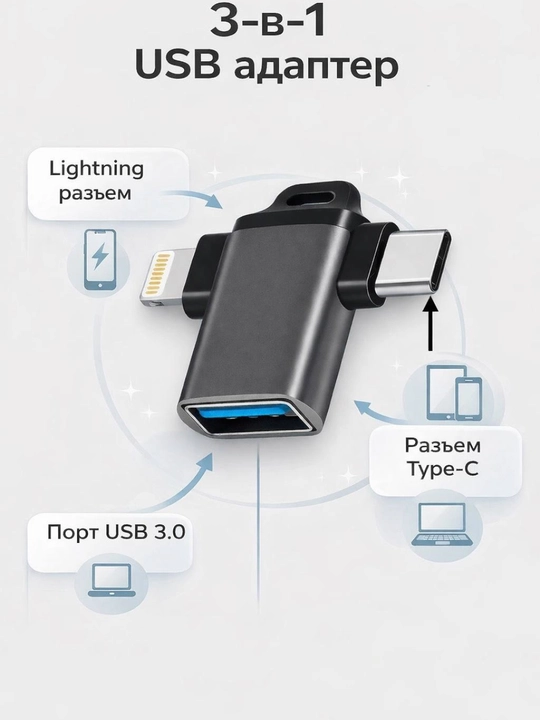 USB-C HUB, USB 3.0, USB-C, HDMI, SD va MicroSD portlari bilan ko‘p funksiyali adapter - 