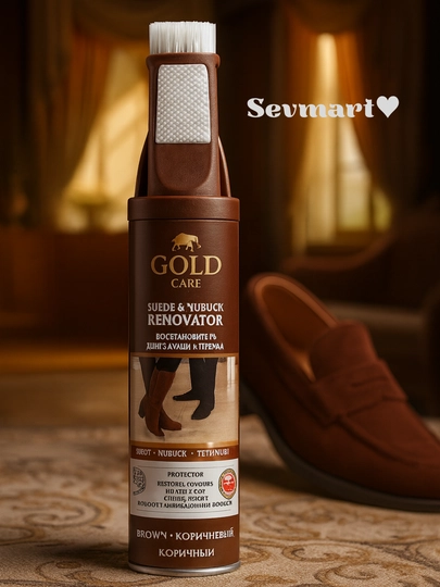Спрей краска восстановитель, для замши и нубука, 250 мл GOLD — SEVMART-GOLDCAR-КОРИЧН