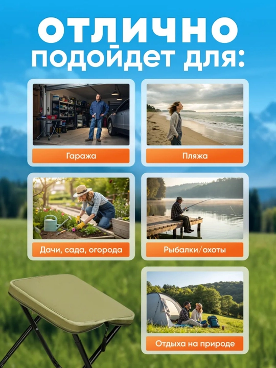 Складной туристический стул для рыбалки, сумочка