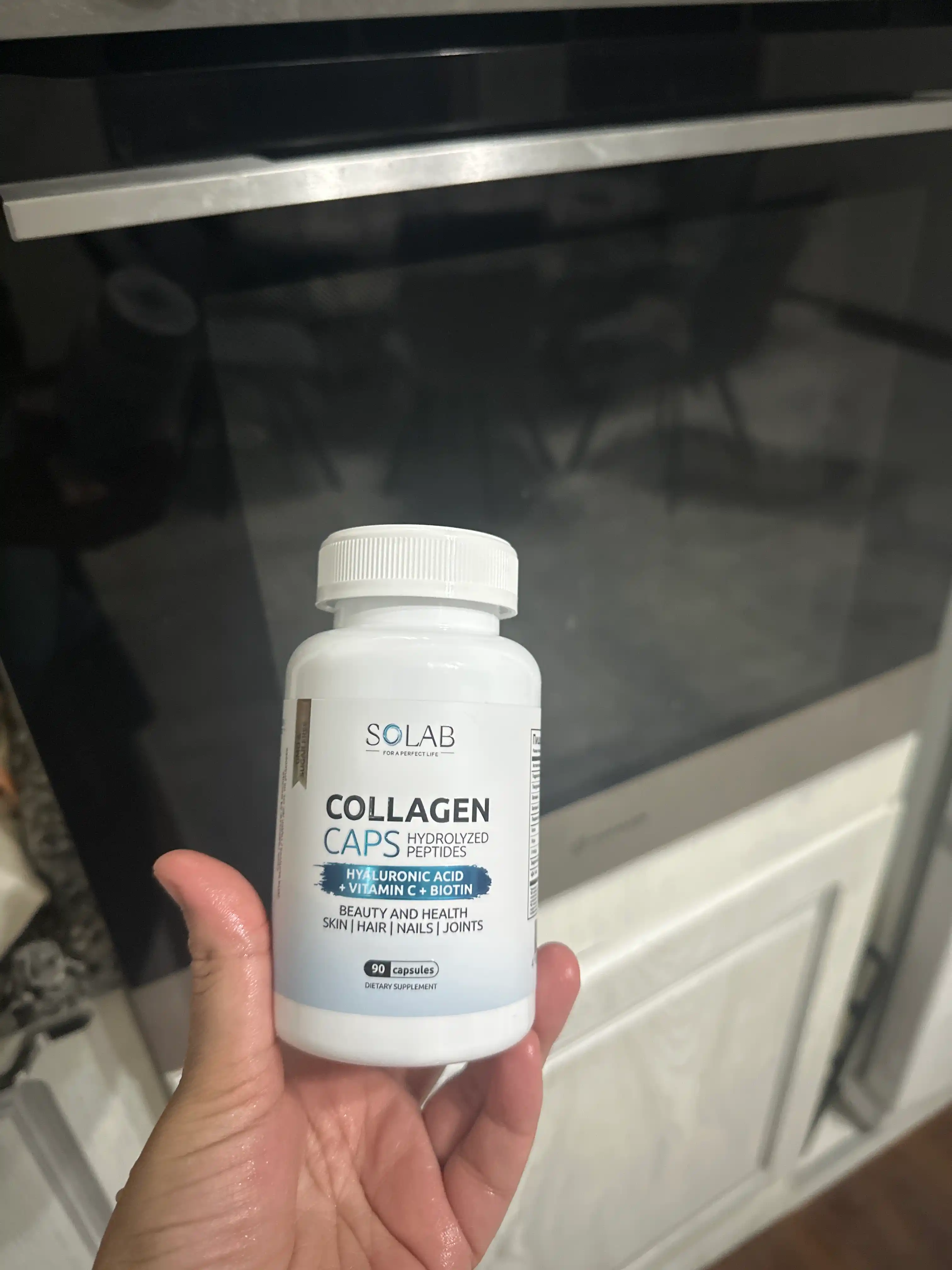 Kollagen kapsulada, SOLAB, C vitamini + Gialuron kislotasi + Biotin bilan, 90 kapsula