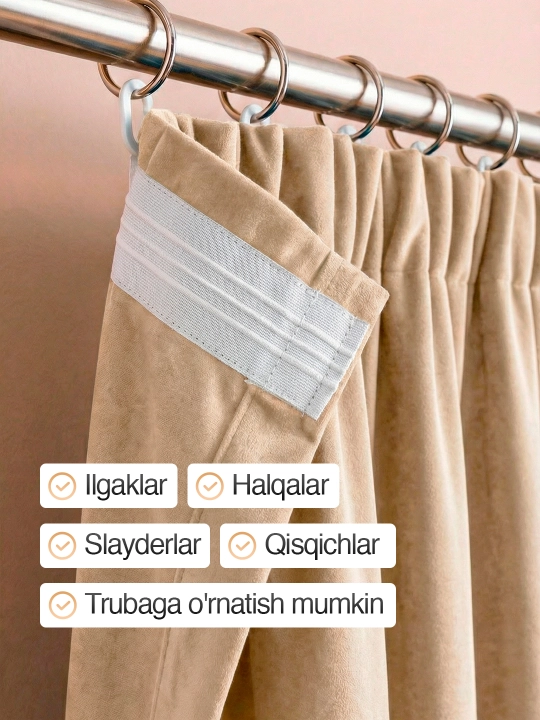 Tayyor parda velur, yotoqxona va xona uchun dekorativ zamonaviy pardalar