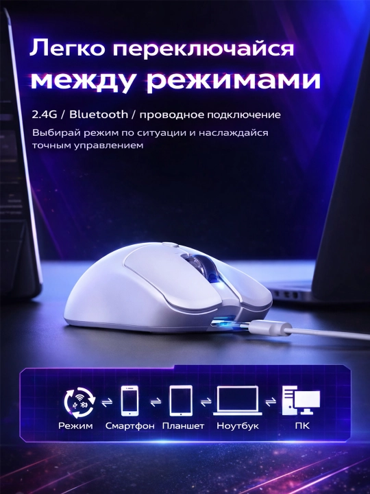 AULA SC580 SE simsiz o‘yin sichqonchasi — 3 ulanish rejimi, 10 000 DPI, yengil va aniq