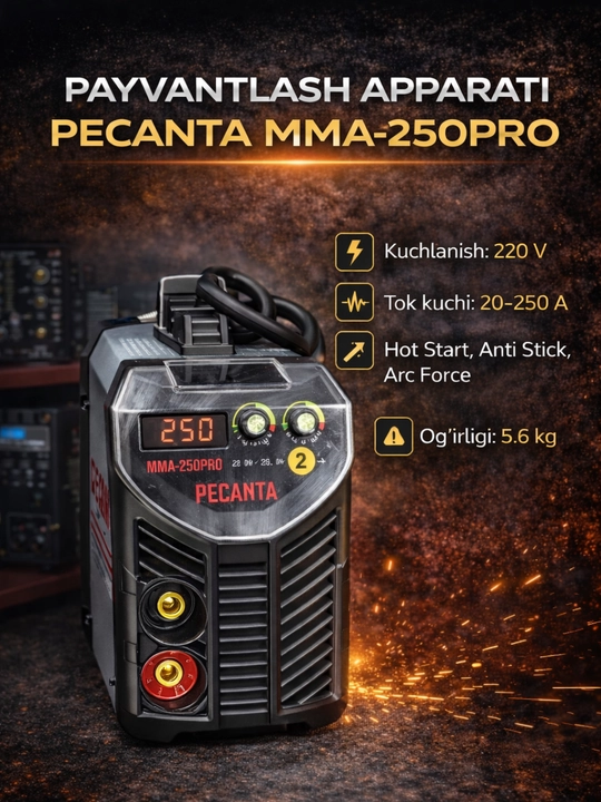 Resanta SAI-250 PRO inverter payvandlash apparati, MMA-250, 250A, 220V, svarka apparati