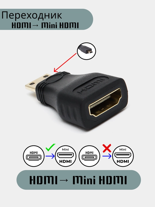 Переходник HDMI -> mini HDMI - 