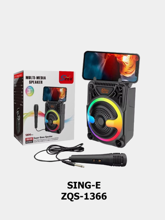 Портативная колонка Sing-E ZQS1366 Bluetooth 10W, с проводным микрофоном RGB USB Micro Sd - 