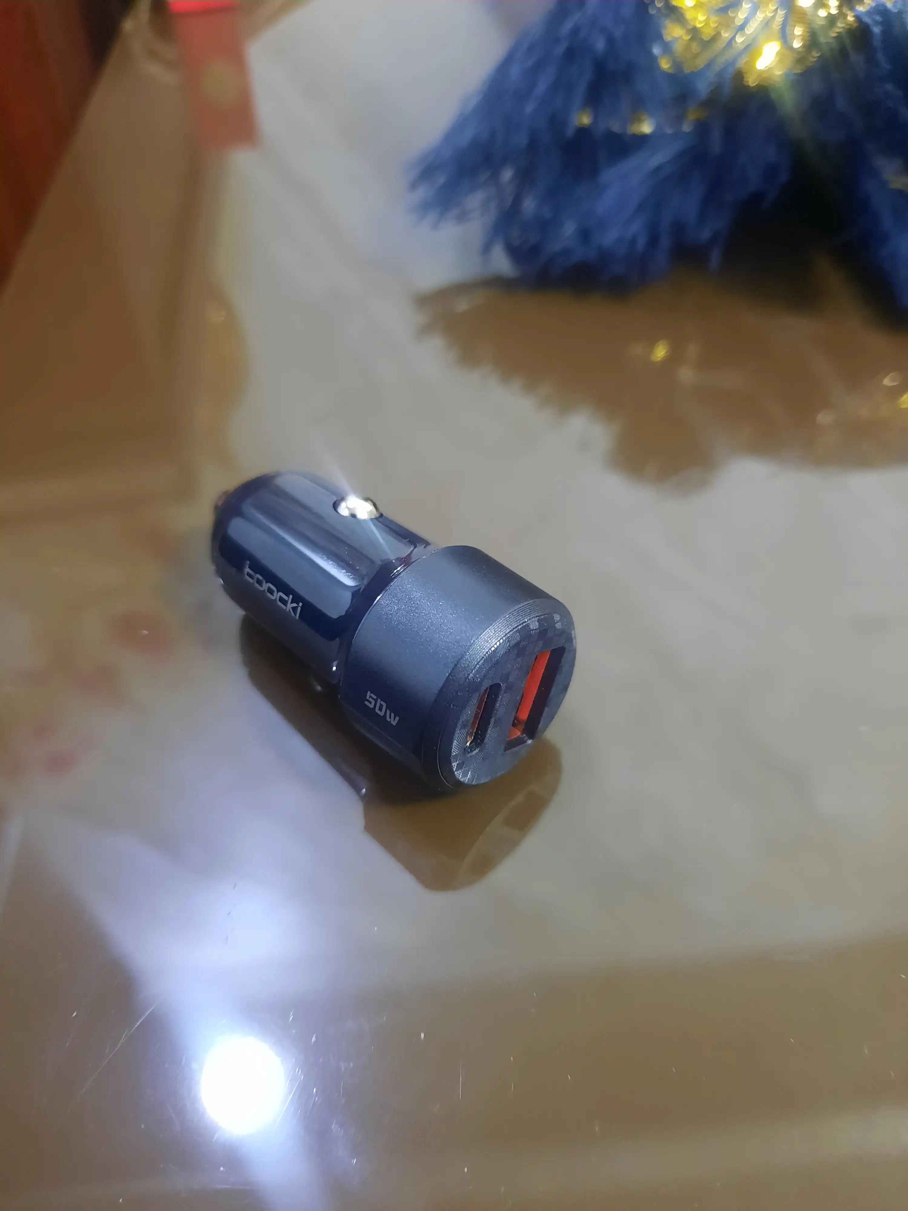 Toocki avtomobil zaryadlovchi, 50W, USB Type-C/A, tez zaryadlash