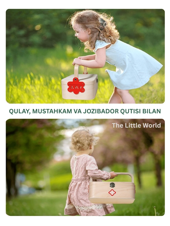 Bolalar uchun tibbiy to'plam, kichik shifokor, yog'ochdan