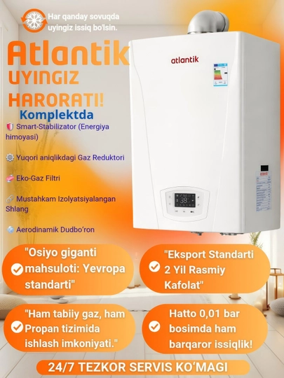 Gazli isitish qozoni Atlantik, ikki konturli, devorga o'rnatiladigan UM2332461 - 