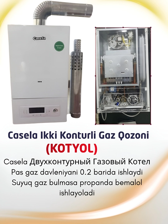 Gazli isitish qozoni Casela (16kW - 50kW), ikki konturli, devorga o'rnatiladigan UM2331982