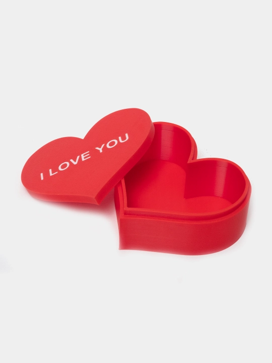 Ekologik toza PLA dan sovg'a qutisi (shkatulka) "Yurak" shaklida "I Love You" yozuvi bilan