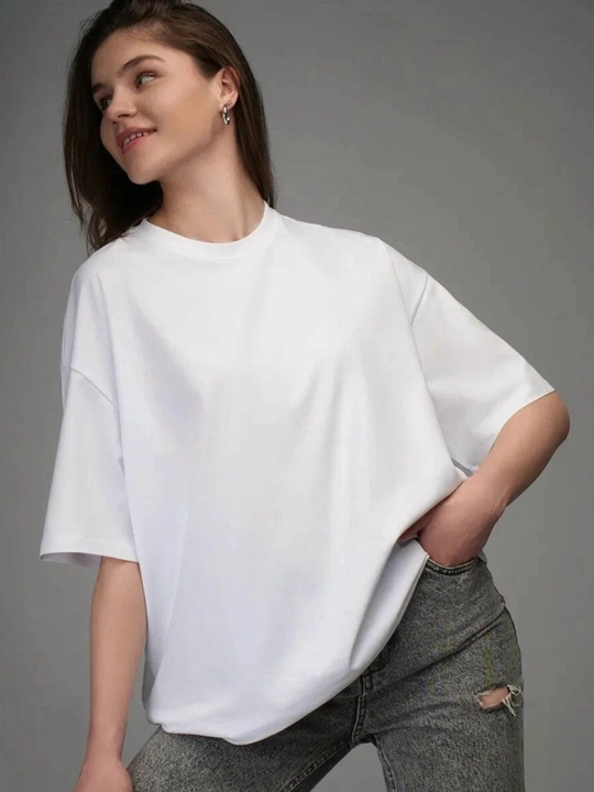 Ayollar uchun futbolkalar, oversize, print bilan 100% paxta