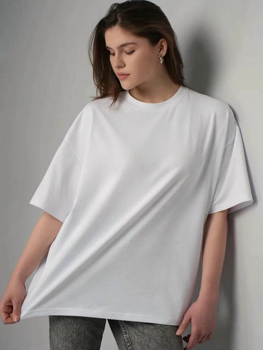 Ayollar uchun futbolkalar, oversize, print bilan 100% paxta