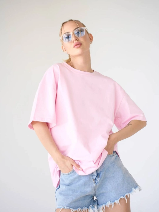 Ayollar uchun futbolkalar, oversize, print bilan 100% paxta