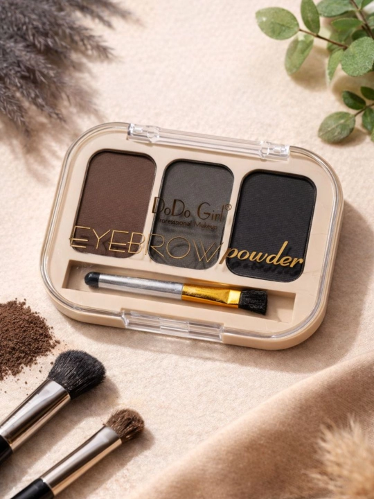 Водостойкая пудра для бровей, MANLEY Beauty Intense, палитра из 3 цветов - 