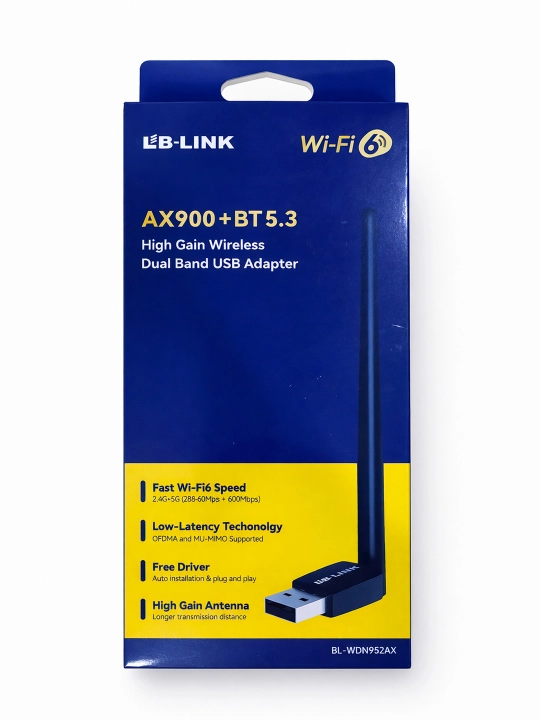 Wifi адаптер LB-Link AX900+BT 5.3 5G USB для компьютера и ноутбука двухдиапазонный адаптер