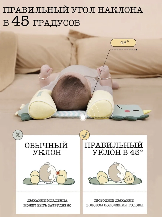 Подушка для новорожденных для формирования правильной формы головы, Supermom Sleep+