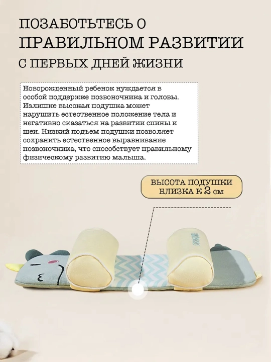 Подушка для новорожденных для формирования правильной формы головы, Supermom Sleep+