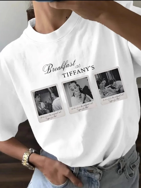 Ayollar futbolkasi print bilan, katta o‘lchamlar - Elly Fashion - 