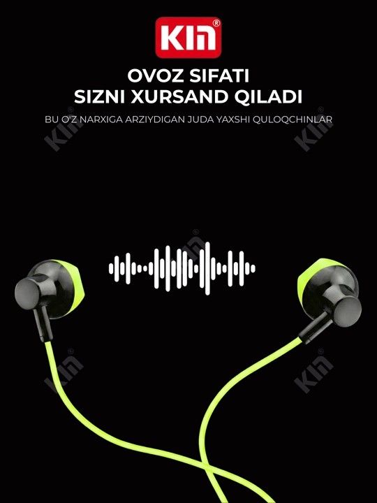 Simli quloqchin KIN K815 3.5mm naushnik telefon uchun stereo audio kabel