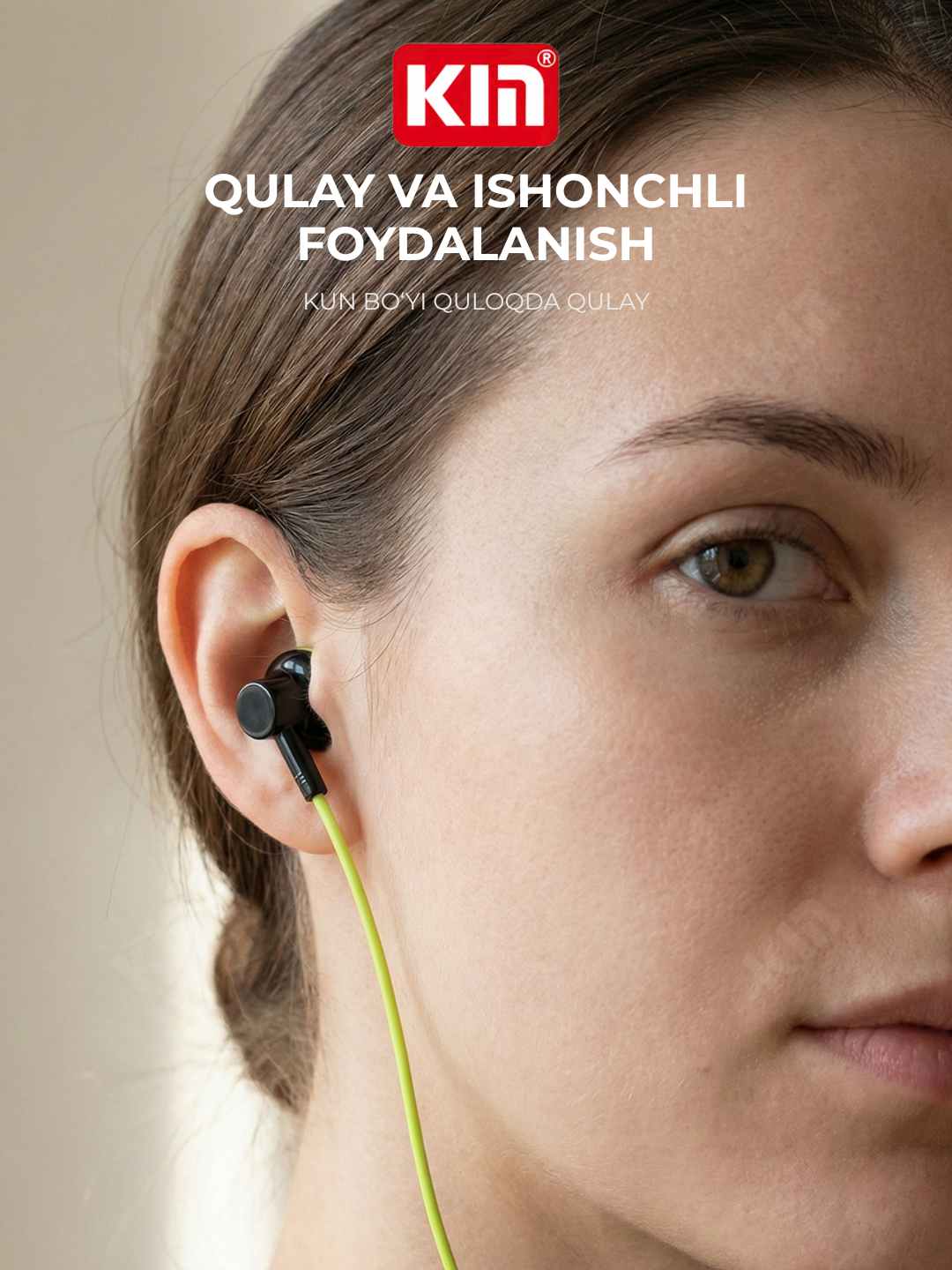 Simli quloqchin KIN K815 3.5mm naushnik telefon uchun stereo audio kabel