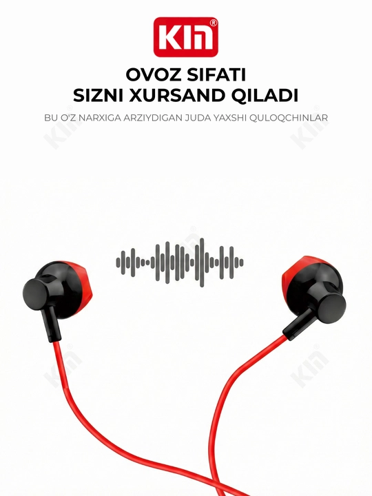 Simli quloqchin KIN K815 3.5mm naushnik telefon uchun stereo audio kabel