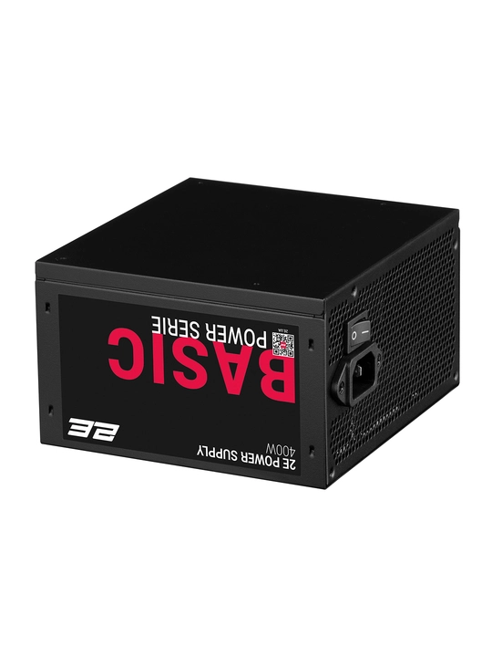 2E BASIC POWER 400 / 500 / 600 Vt quvvat bloki, ATX,80%,120 mm ventilyator, qora