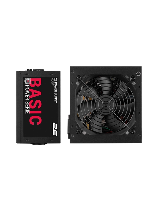 2E BASIC POWER 400 / 500 / 600 Vt quvvat bloki, ATX,80%,120 mm ventilyator, qora