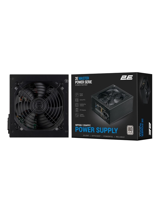 Quvvat bloki 2E Master Power 550/650/750, 80%, 80+ Oq, qora, 2E-MP550-120APFC